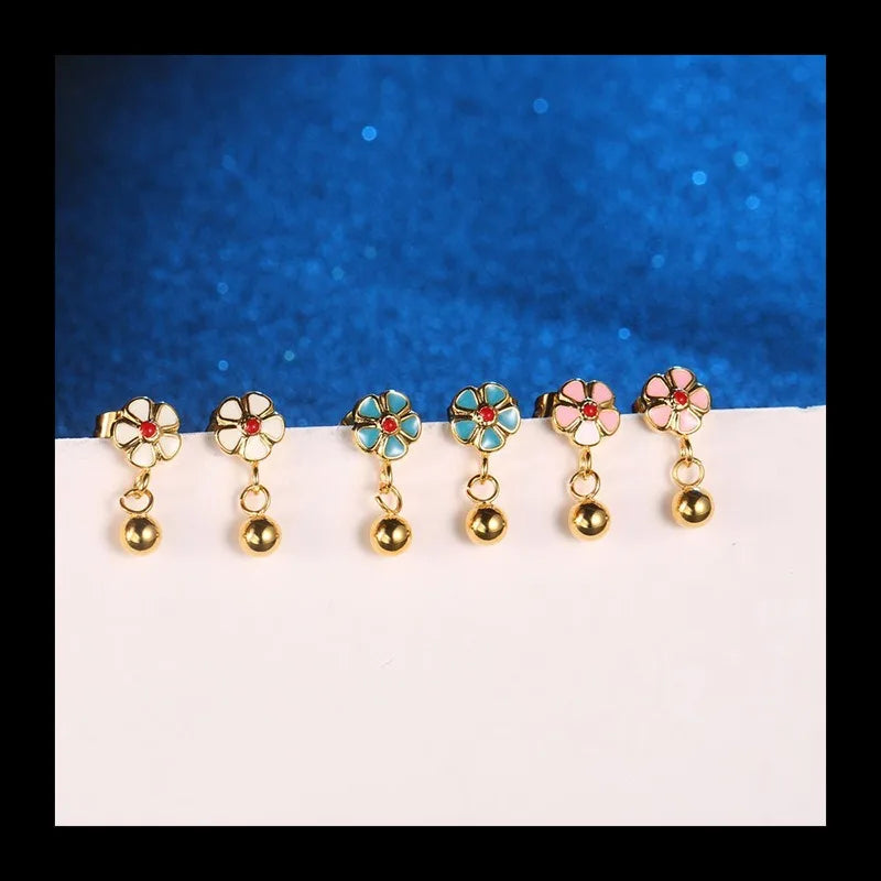Flower Stud Earrings — Stainless Steel