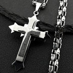 Simple Christian Cross Pendant Necklace Amulet — Stainless Steel