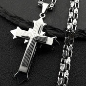 Simple Christian Cross Pendant Necklace Amulet — Stainless Steel