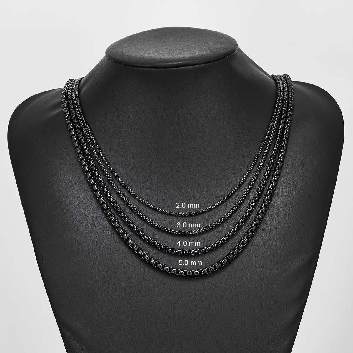 Black Box Curb Chain Necklace — Stainless Steel