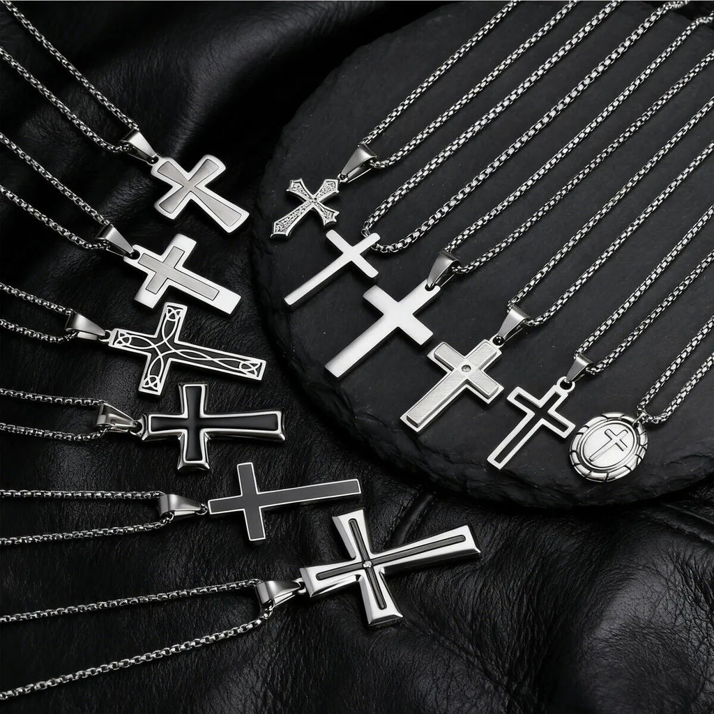 Minimal Cross Pendant — Silver Stainless