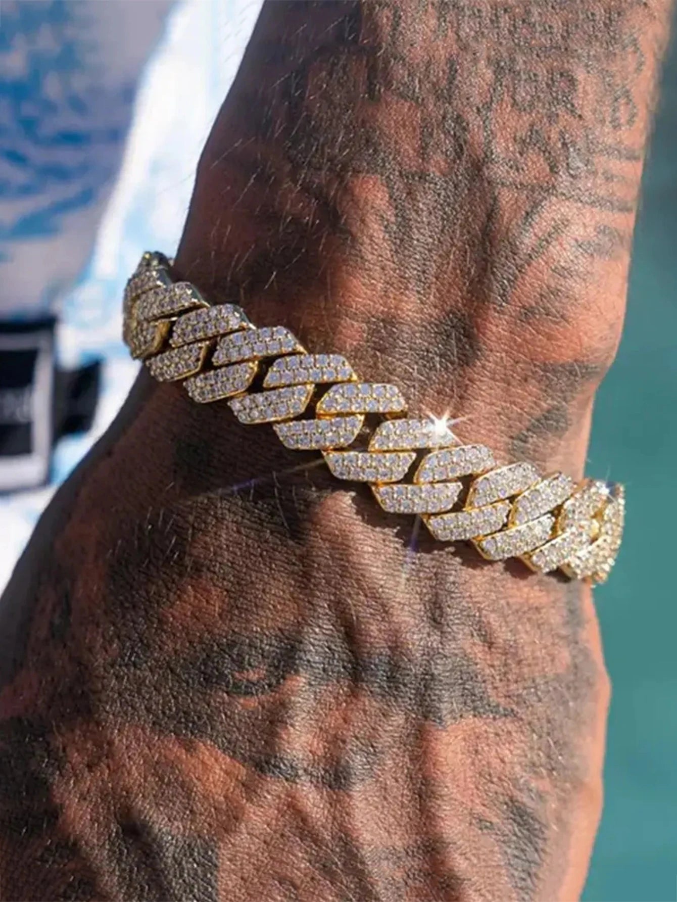 14MM Iced Prong Link Cuban Chain Bracelets for Men Women Full Rhinestones Chunky Miami Cuban Bracelet Punk Hip Hop Jewelry Gift