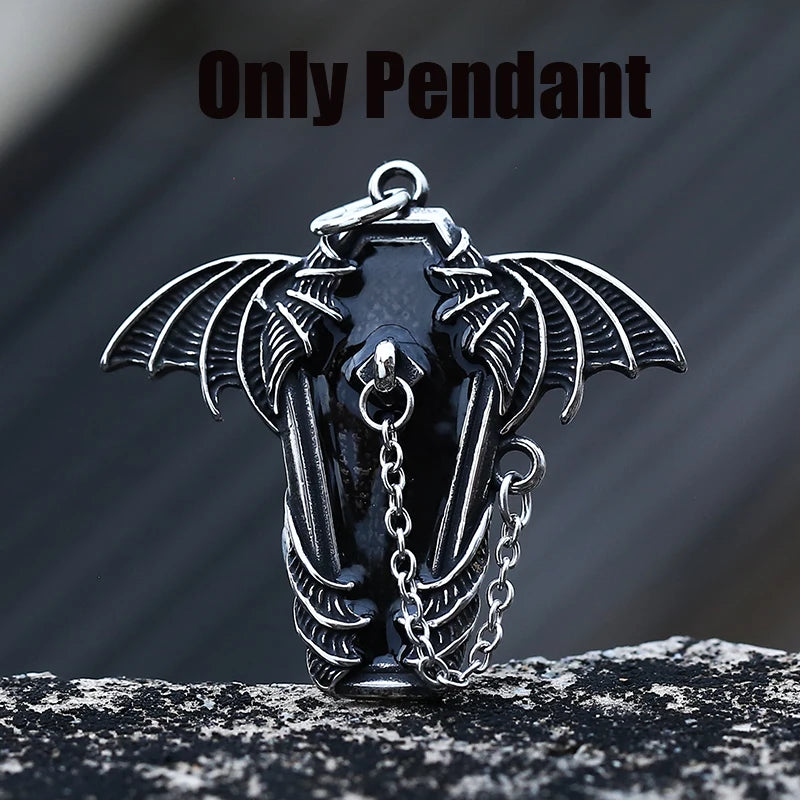 Gothic Bat Stainless Steel Pendant Necklace