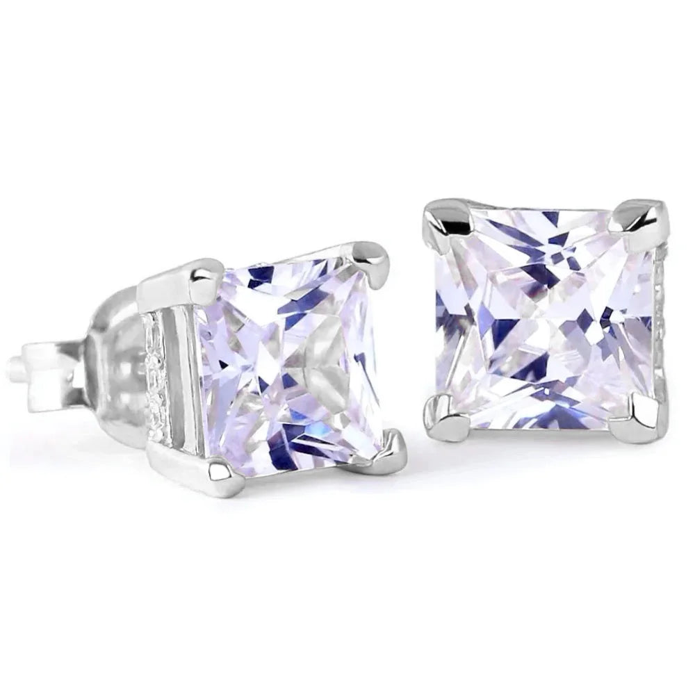Gothic Iced Out Square CZ Stud Earrings Colorful