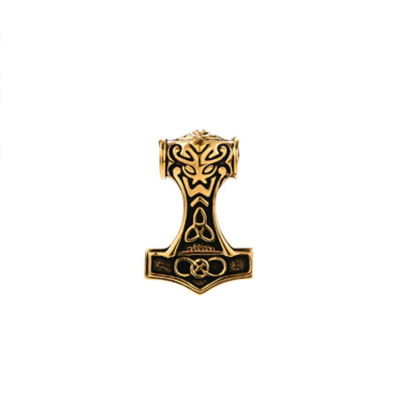 Viking Thor Hammer Pendant Necklace For Men Fashion Gold/Silver Color Stainless Steel Necklace Viking Amulet Jewelry Never Fade