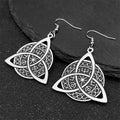 Celtic Silver Earrings Retro Witch Knot Pattern
