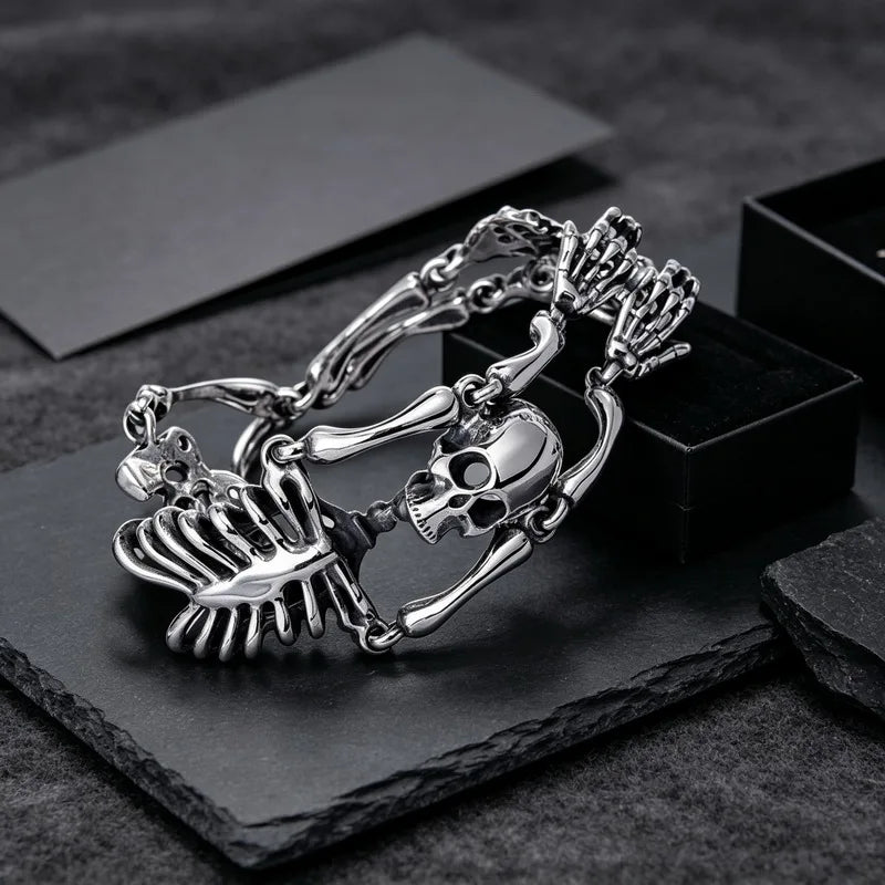 Gothic Skull Body Chain Bracelet — Stainless Steel