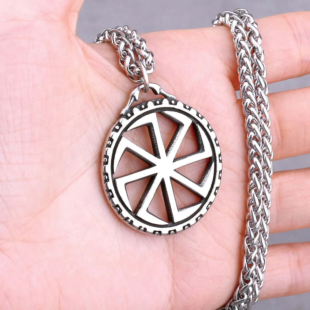 Odin Rune Vegvisir Pendant Necklace — Stainless Steel