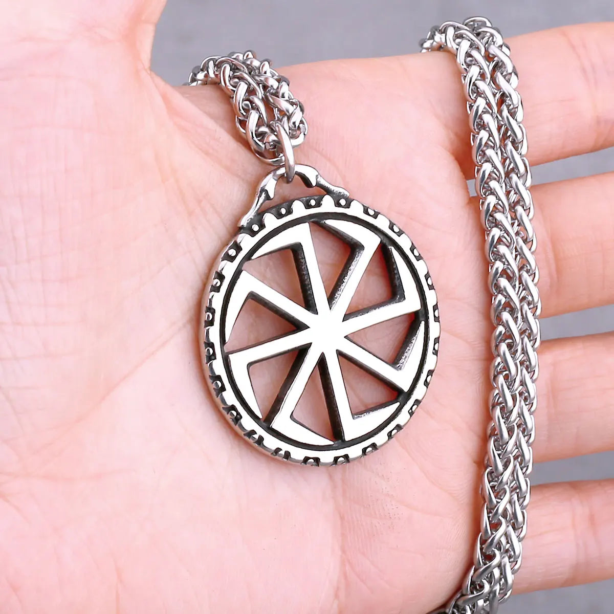 Odin Rune Vegvisir Pendant Necklace — Stainless Steel