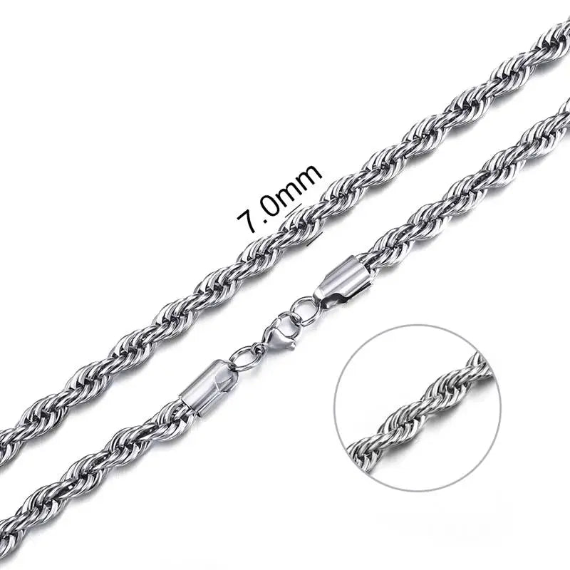 Hot Selling 2/3/4/5/6mm 316L Rope Chain Necklace Stainless Steel Never Fade Waterproof Choker Men Women Gold Color