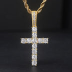 Cross Pendant Rope Chain Necklace Iced Out CZ