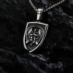 316L Steel Archangel Pendant - St Michael Necklace for Men, Catholic Amulet Jewelry, Vintage Baptism Gift Religious Accessories