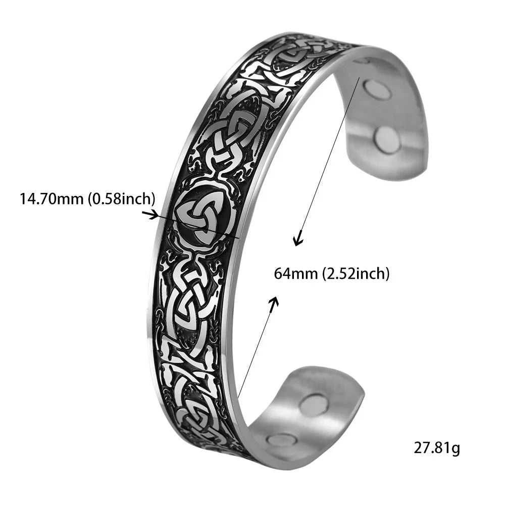 My Shape Vintage Viking Celtics Knot Bangles for Men Couple Stainless Steel Adjustable Open Cuff Bangle Bracelets