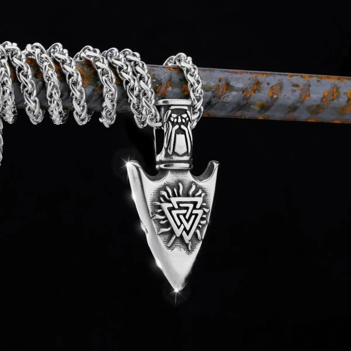Nordic Totem Amulet Rune Necklace Retro Geometric Pattern Stainless Steel Jewelry Viking Punk Pendant Men's Fashion