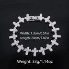 ZAKOL 20/50CM Iced Out Buling Rhinestone CZ Cross Tennis Chain Bracelet Necklace Set Women Men Fashion Hip-hop Rock Jewels