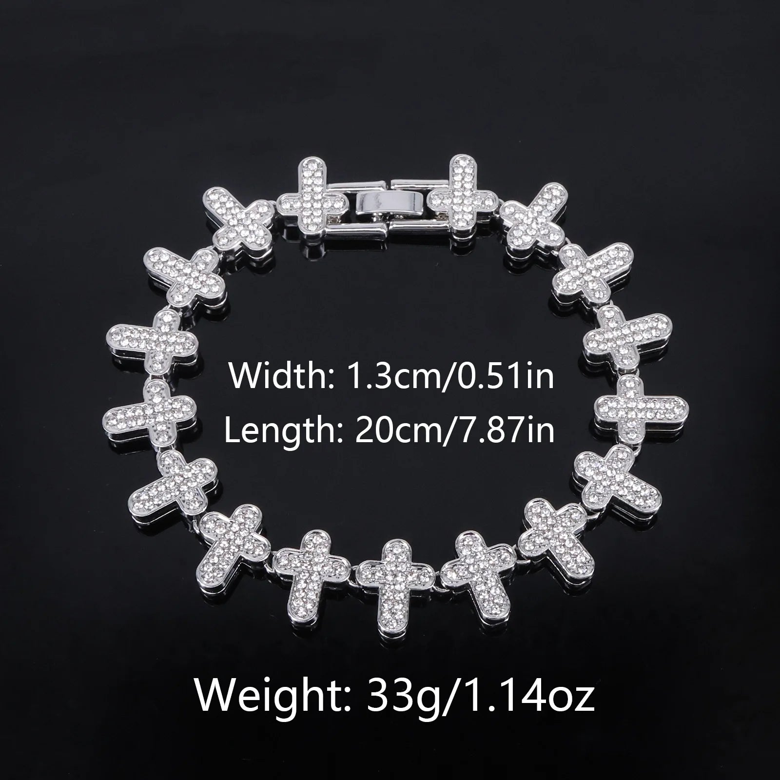 ZAKOL 20/50CM Iced Out Buling Rhinestone CZ Cross Tennis Chain Bracelet Necklace Set Women Men Fashion Hip-hop Rock Jewels