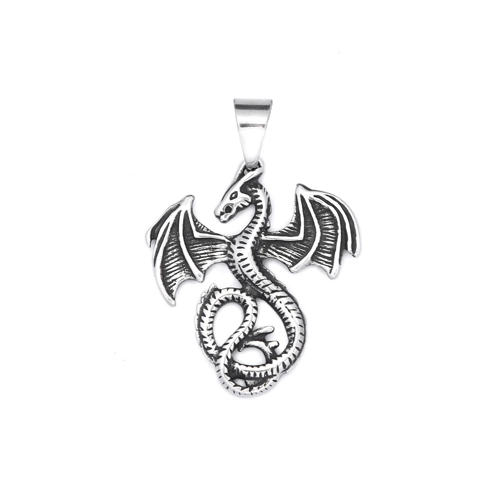 Flying Dragon Steel Pendant Punk Vintage Pterosaur