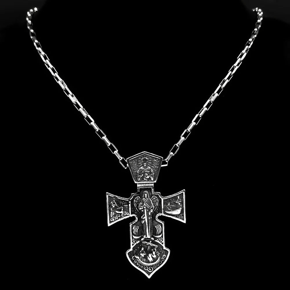 Jesus Cross Pendant Necklace — Stainless Steel 60cm