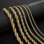Hot Selling 2/3/4/5/6mm 316L Rope Chain Necklace Stainless Steel Never Fade Waterproof Choker Men Women Gold Color