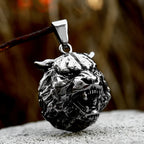 Round Lion Wolf Tiger Pendant — Stainless Steel