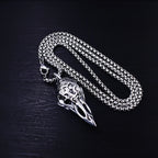 Nordic Crow Skull Pendant Necklace, Retro Animal Jewelry for Men, Lucky Amulet Gift, Viking Style