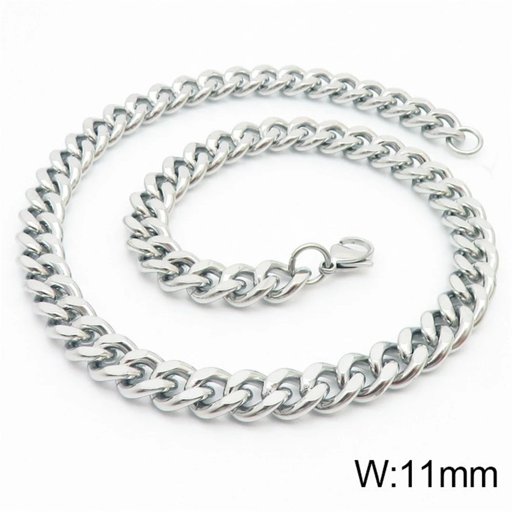 Punk Curb Cuban Link Chain Men Women Stainless Steel Long Necklace Fashion Tide Hip Hop Sweater Accessories Party Jewelry Gifts