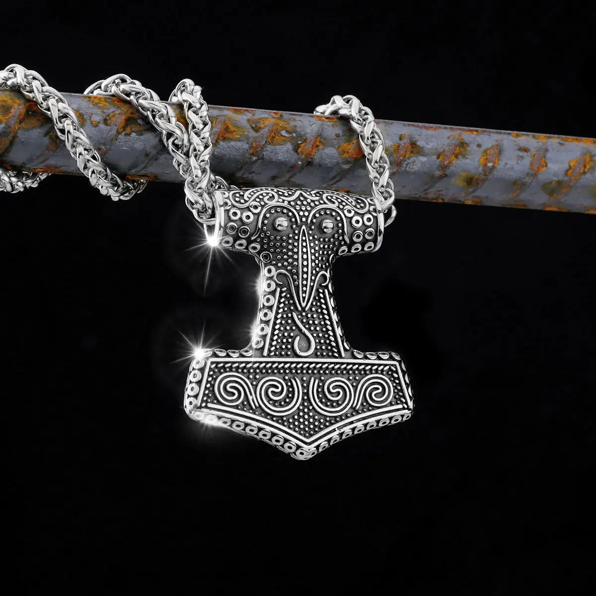 316L Stainless Steel Viking Thor Hammer Pendant Necklace Men Norse Viking Celtic Odin Raven Necklace Amulet Jewelry