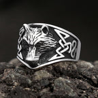 Viking Wolf Head Celtic Ring — Stainless Steel