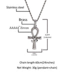 THE BLING KING Iced Eye of Horus Ancien Egypt Ankh Pendant Necklace Big Vintage Zirconia Cross Key Of Life Guardian Jewelry Gift