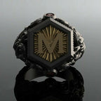 Men'S Fashion Bohemian Black M Letter Stainless Steel Ring Jewelry Size 6-10