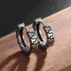 Gothic Spiked Hoop Earrings Small Textured Huggie — Two-Tone
