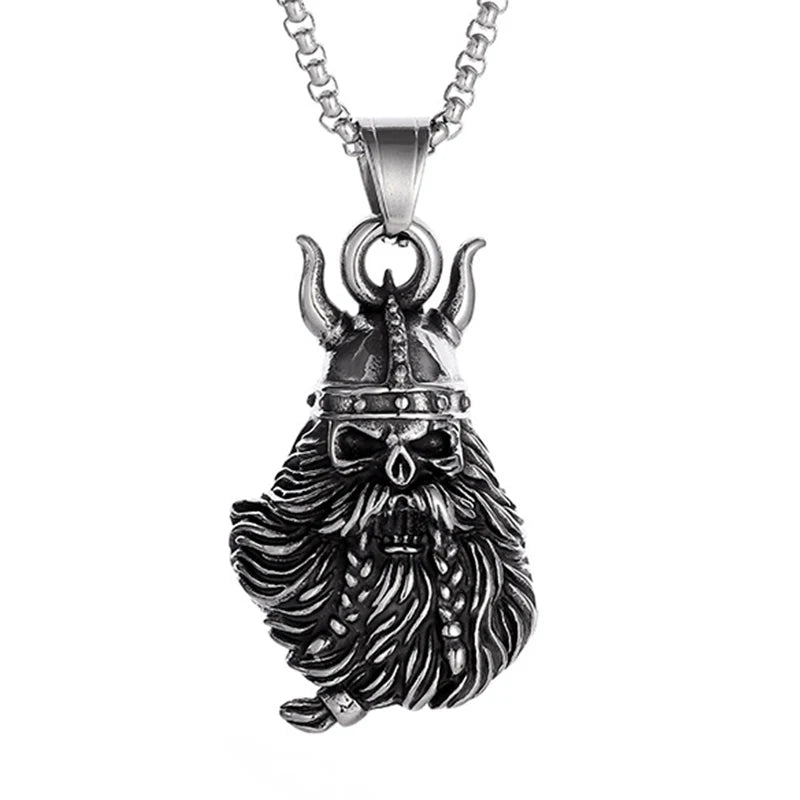 Vintage Design Viking Warrior Bell Pendant Motorcycle Wind Nordic Odin Guardian Bell Necklace Gift Jewelry Accessories