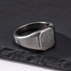 Vintage Punk Square Signet Ring for Men,Stainless Steel Ring Plain Statement Ring,Chunky Ring Geometric Thumb Ring