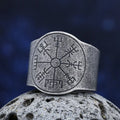 Viking Odin Compass Vegvisir Ring for Men — 316L Stainless Steel