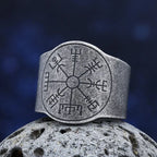 Viking Odin Compass Vegvisir Ring for Men — 316L Stainless Steel