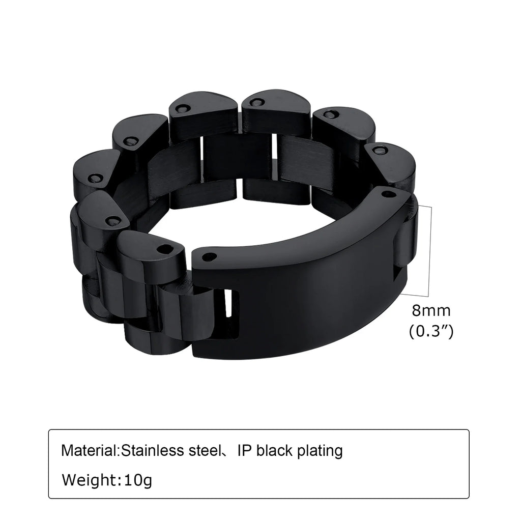Watch Band Shaped Chain Link Ring 8mm — Stainless Steel