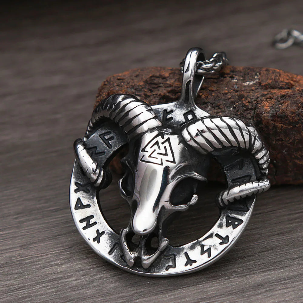 Skull Viking Steel Pendant Vintage Gothic 316L