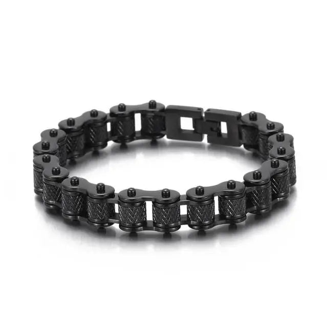 Retro Heavy Brush Stainless Steel Motorcycle Chain Bracelet 11/13MM Wide Mens Women Bike Biker Bracelets Hip-Hop Jewelry 19-23cm