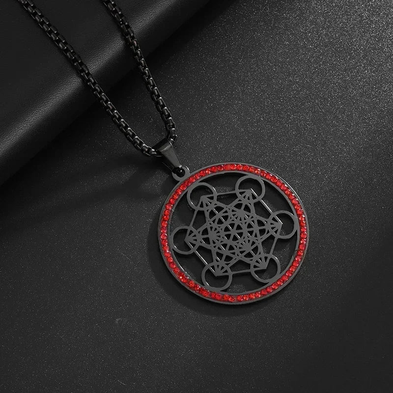 Stainless Steel Solomon Religious Seven Archangels Compass Pendant Necklace Men's Retro Lucky Amulet Jewelry