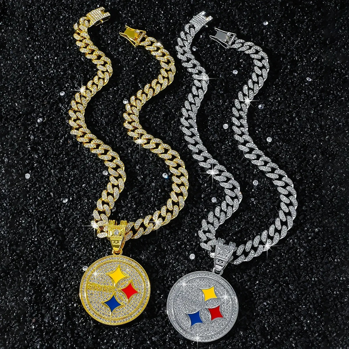 Round Disc Logo Pendant Necklace — 50cm Length