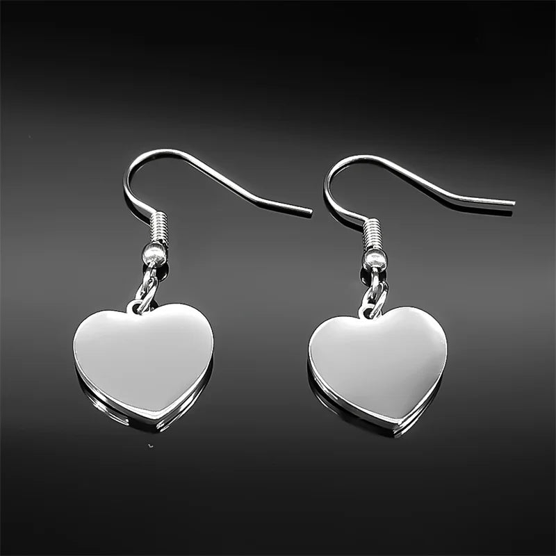Gothic Heart Silver Earrings Punk Hoop Kpop Y2k