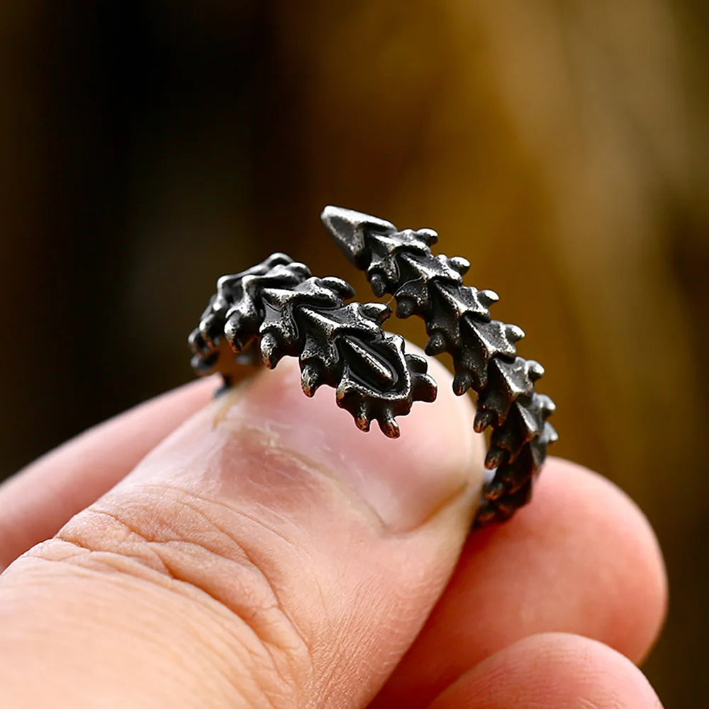Dragon Bone Ring — Black Stainless