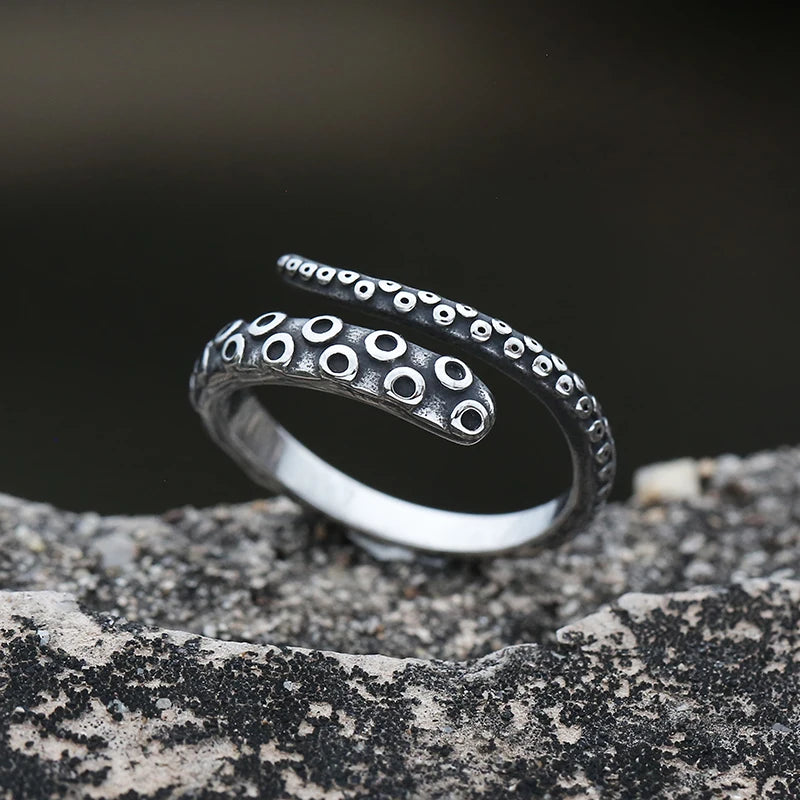 Fashion Men Rings Retro Colour Stainless Steel Vintage Octopus Style Irregular Pattern Trendy Accessories For Man Women