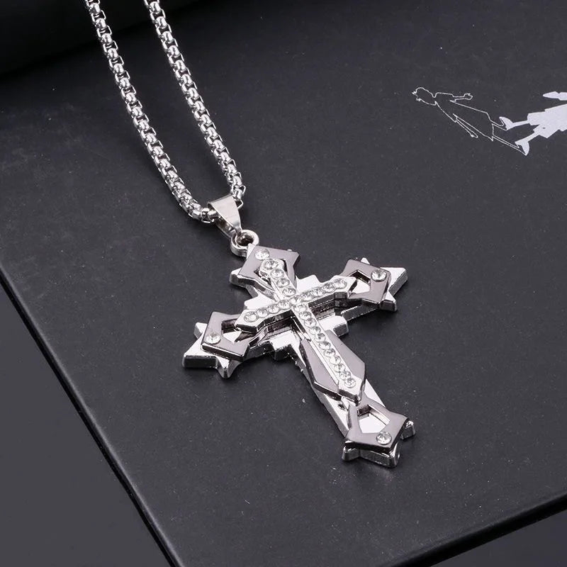 High Quality Cross Titanium Steel Non Fading Necklace Domineering and Trendy Men's hip hop Pendant Chain New Handsome Men Women