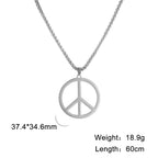 VASSAGO Hippie Style Peace Sign Necklace Peace Symbol Jewelry Stainless Steel 1960s Party Accessory Necklace for Men