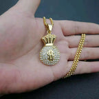 Hip hop Handmade rhinestone Pendants Stainless steel For Jewelry Accessories Dollar Sign Charms Silver gold color