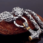 Nordic Celtic Wolf Men's Necklace Pendant Viking Wolf Head Stainless Steel Pendant Scandinavian Rune Amulet Jewelry