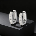 Men's U-shaped White Zircon Hoop Earrings, Fashion High Quality Waterproof Stainless Steel Earrings, Simple Fashion Jewelry