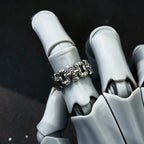 Gothic Chained Crosses Adjustable Open Ring — Silver-Tone