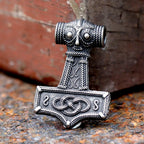2023 New Design 316L Stainless Steel Viking Amulet Nordic Mjolnir Thor's Hammer Pendant Owl pattern Pendant Gift free